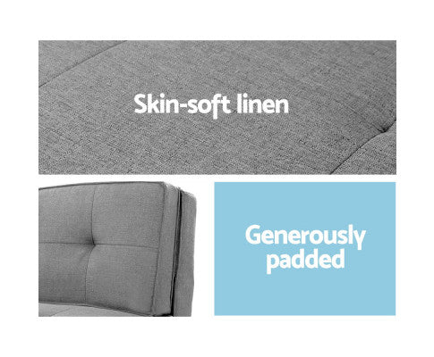 Lounge Sofa Bed Floor Couch Chaise Chair Recliner Futon Folding Grey Artiss