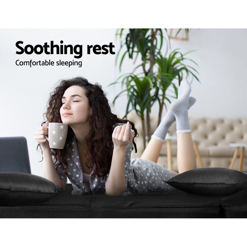 Floor Sofa Lounge 2 Seater Futon Chair Couch Folding Recliner Metal Black Artiss