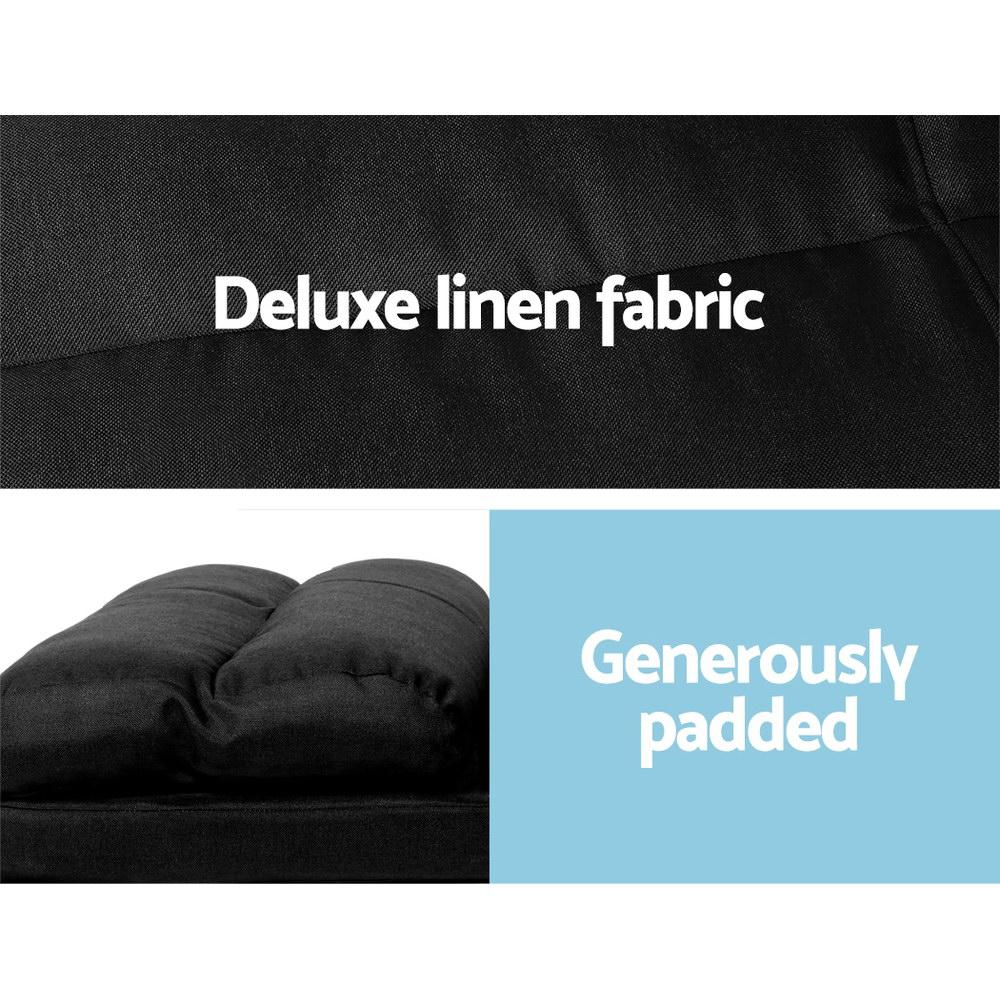 Floor Sofa Lounge 2 Seater Futon Chair Couch Folding Recliner Metal Black Artiss