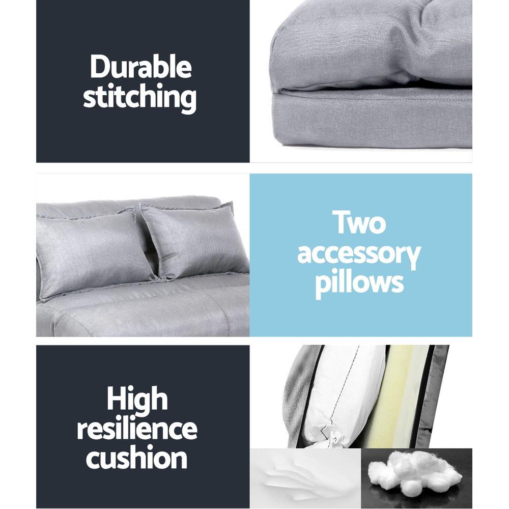 Lounge Sofa Bed Floor Recliner Chaise Folding Linen Farbric Artiss