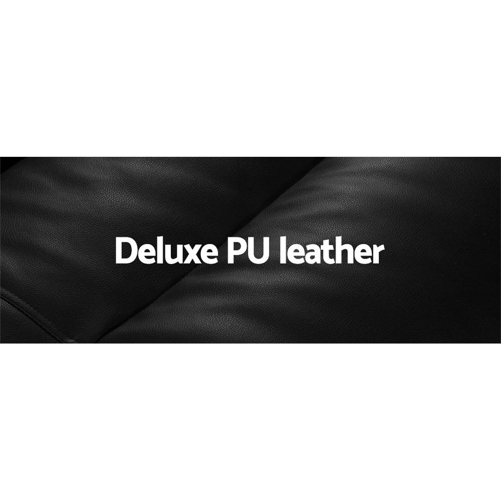 Lounge Sofa DOUBLE Floor Recliner Chaise Chair Folding PU leather Black Artiss