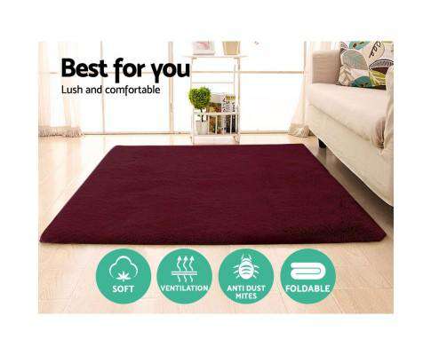 Shaggy Rug Burgundy Artiss