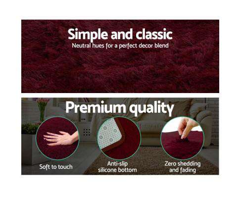 Shaggy Rug Burgundy Artiss