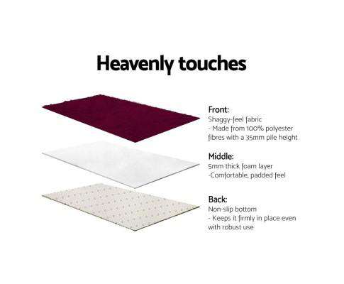 Shaggy Rug Burgundy Artiss