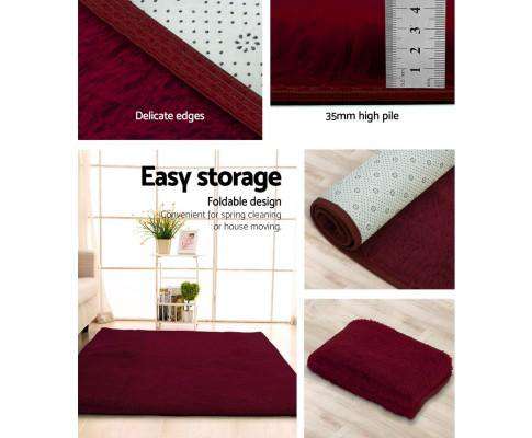 Shaggy Rug Burgundy Artiss