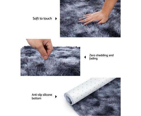 Gradient Shaggy Rug Carpet Area Rugs Dark Grey Artiss