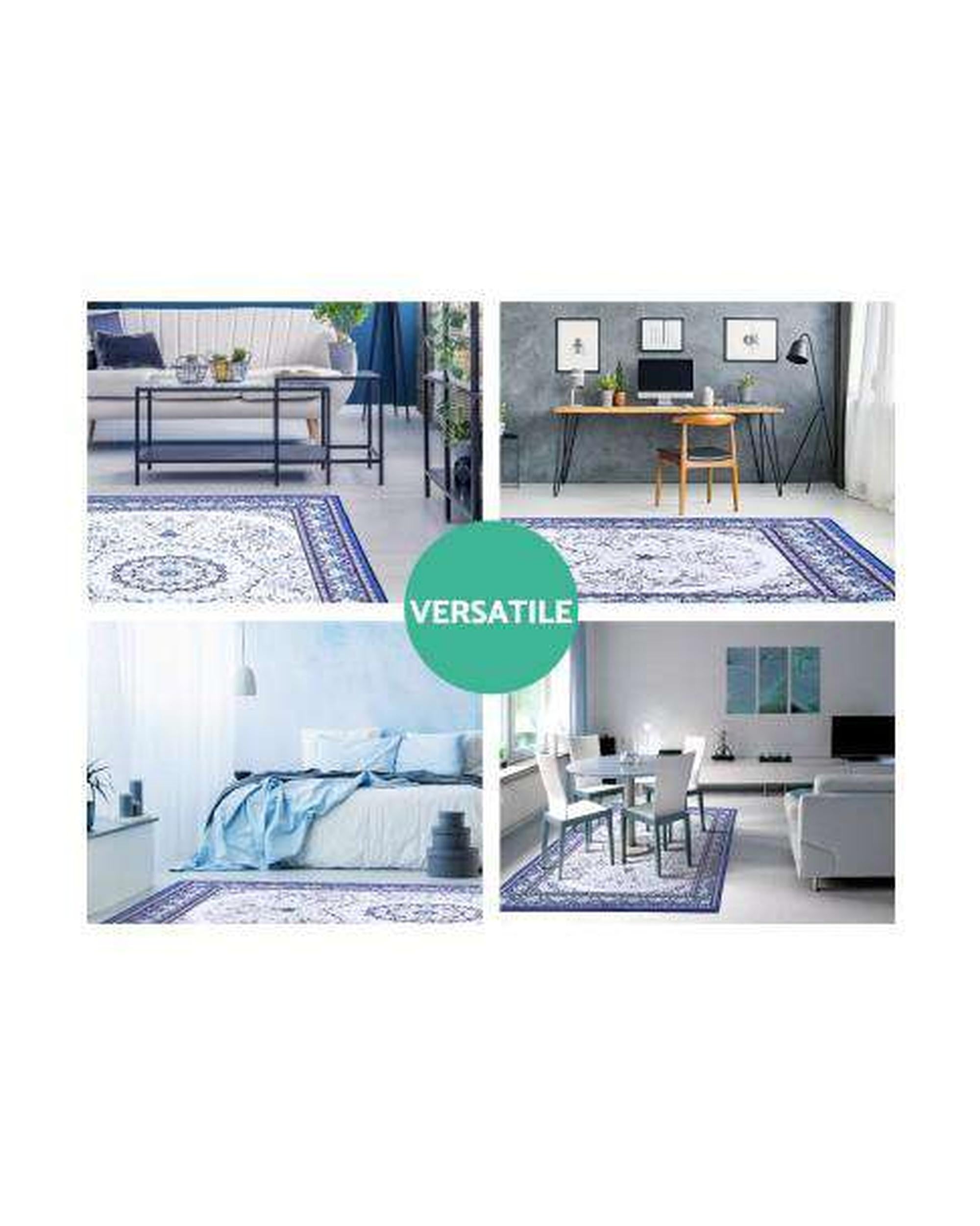 Short Pile Floor Rug Gaspar Blue Artiss