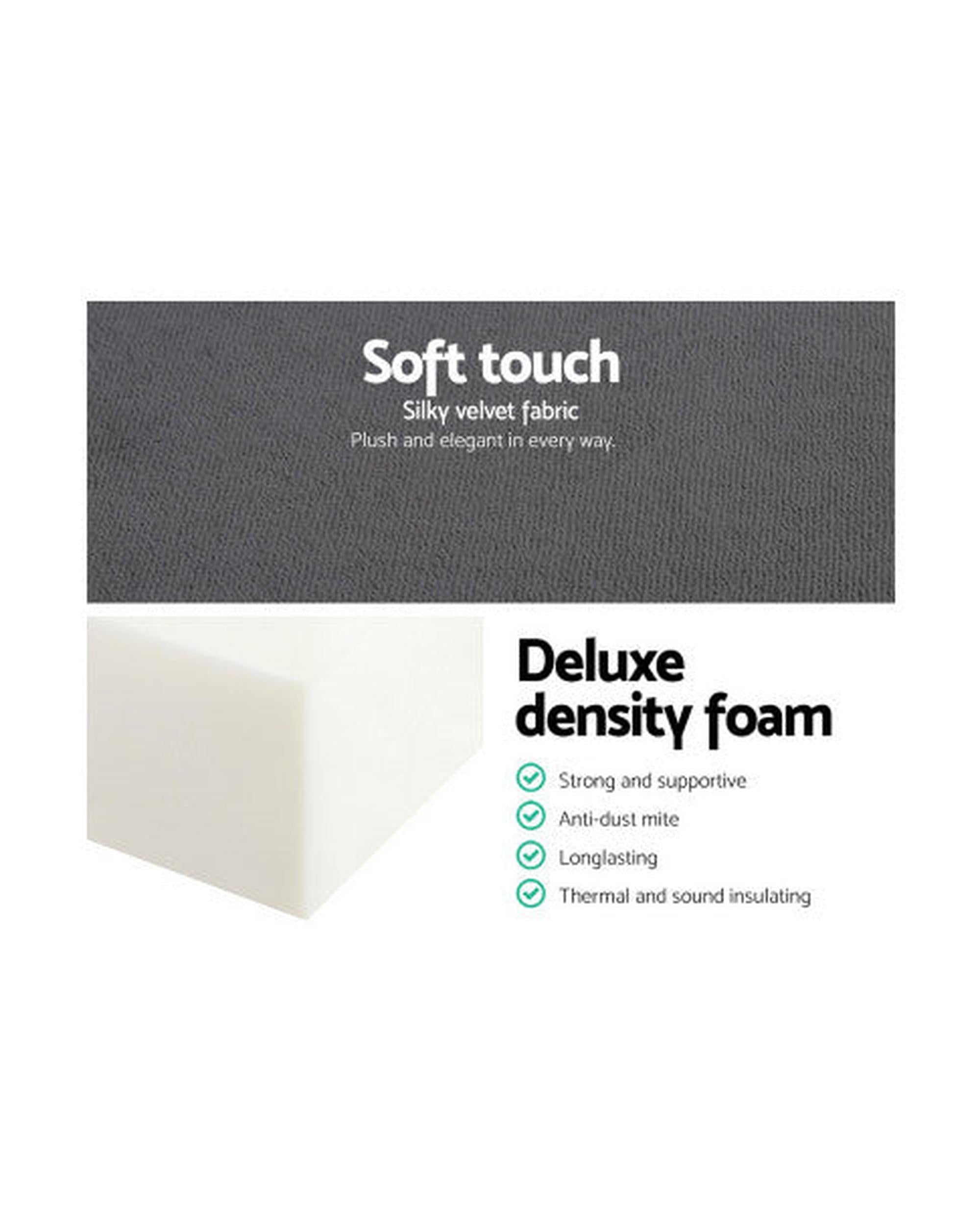 Giselle Bedding Double Size Folding Foam Mattress Portable Bed Mat Velvet Dark Grey Artiss