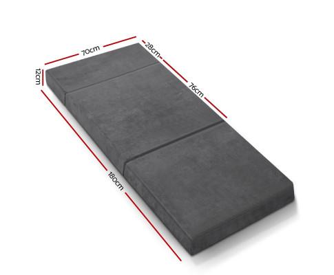 Giselle Bedding Folding Foam Portable Mattress Grey Artiss