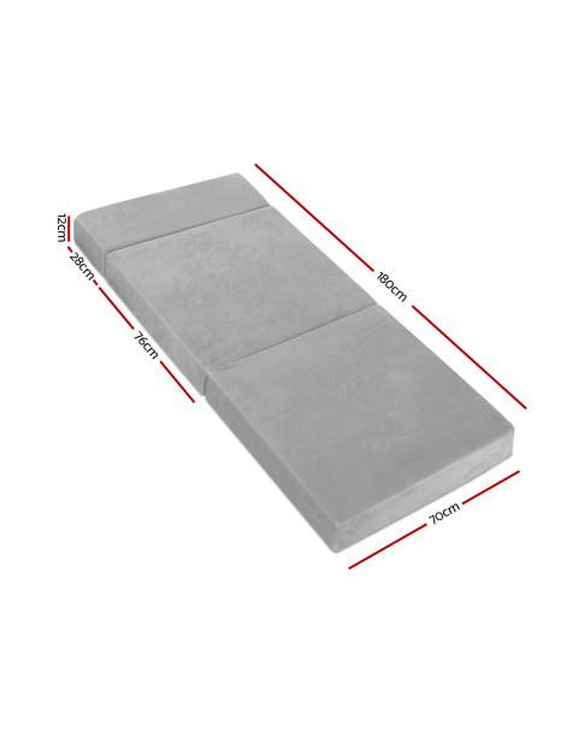 Giselle Bedding Folding Foam Mattress Portable Sofa Bed Lounge Chair Velvet Light Grey Artiss