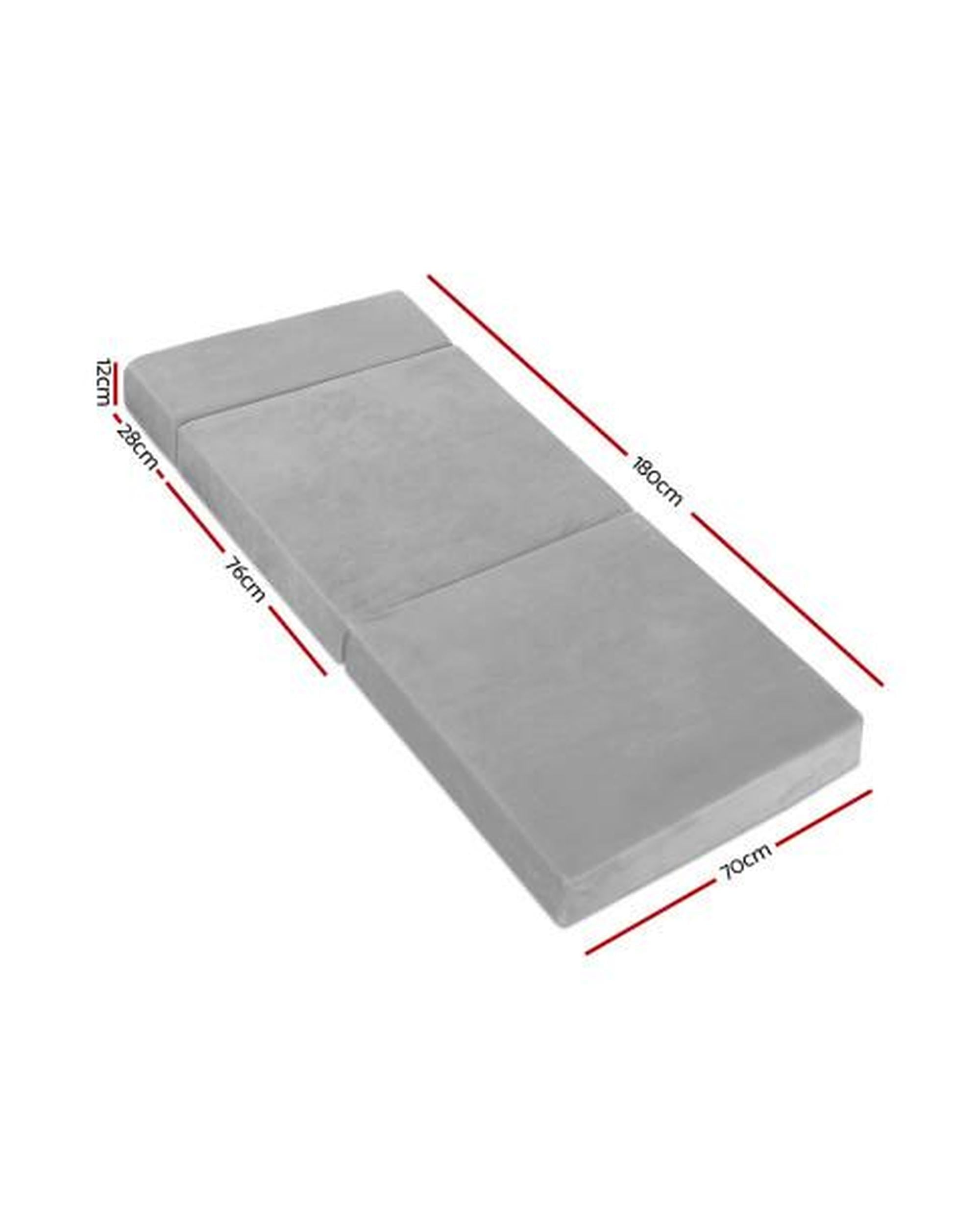 Giselle Bedding Folding Foam Mattress Portable Sofa Bed Lounge Chair Velvet Light Grey Artiss