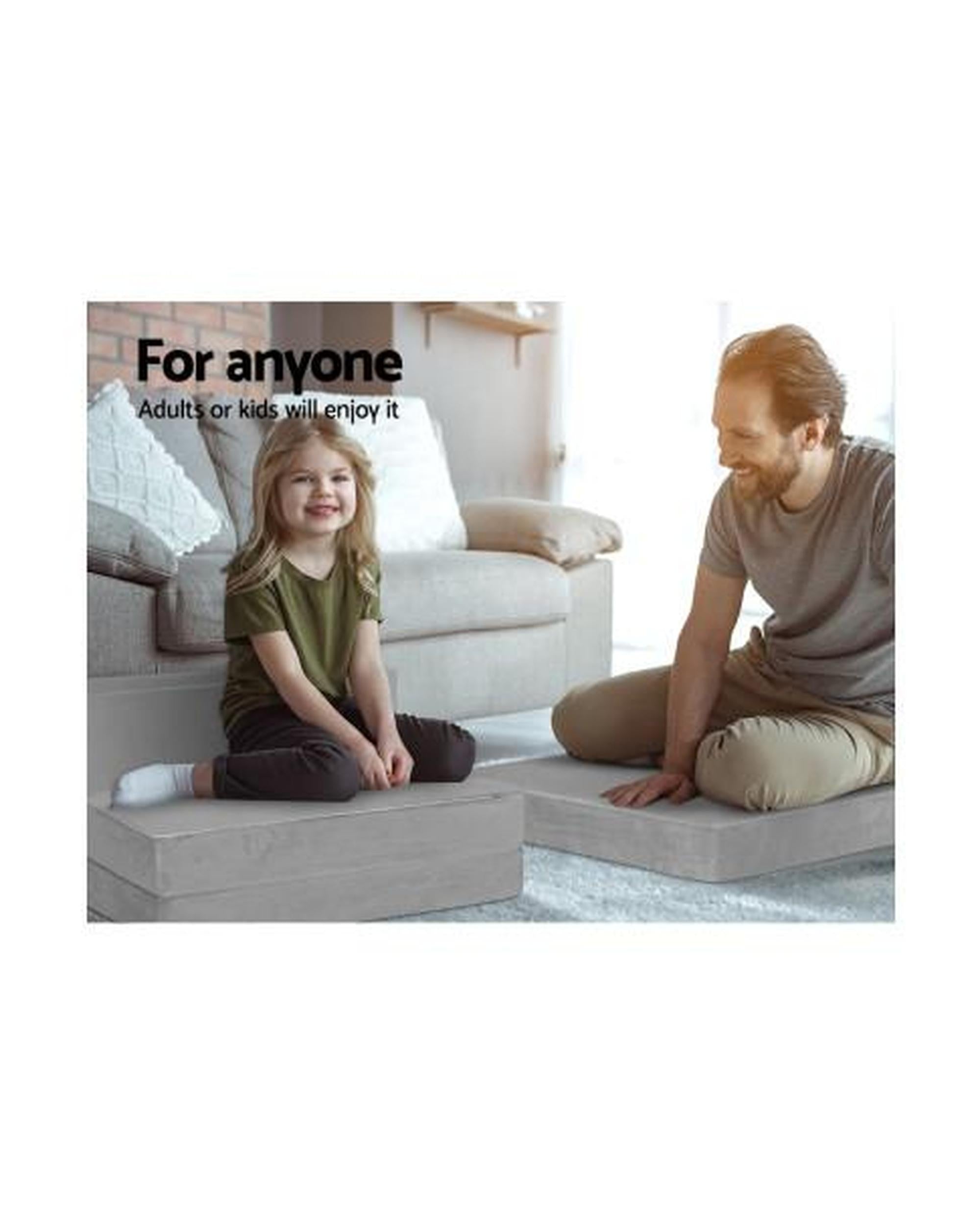 Giselle Bedding Folding Foam Mattress Portable Sofa Bed Lounge Chair Velvet Light Grey Artiss