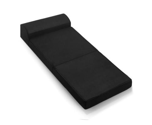 Giselle Bedding Folding Foam Mattress Portable Single Sofa Bed Mat Air Mesh Fabric Black Artiss