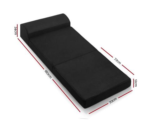 Giselle Bedding Folding Foam Mattress Portable Single Sofa Bed Mat Air Mesh Fabric Black Artiss