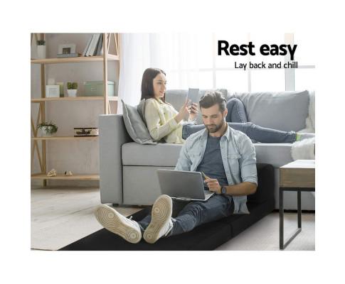 Giselle Bedding Folding Foam Mattress Portable Single Sofa Bed Mat Air Mesh Fabric Black Artiss