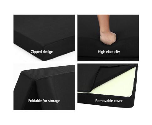 Giselle Bedding Folding Foam Mattress Portable Single Sofa Bed Mat Air Mesh Fabric Black Artiss