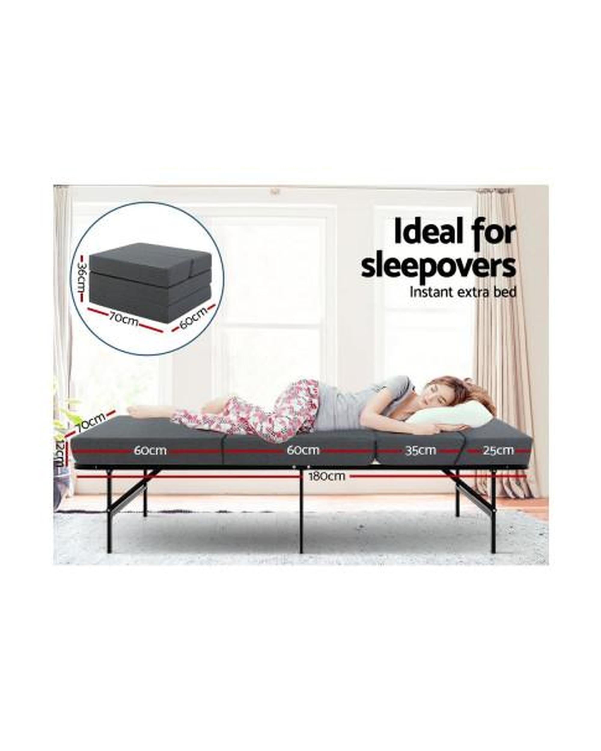 Giselle Bedding Folding Mattress Foldable Portable Bed Floor Mat Camping Pad Artiss