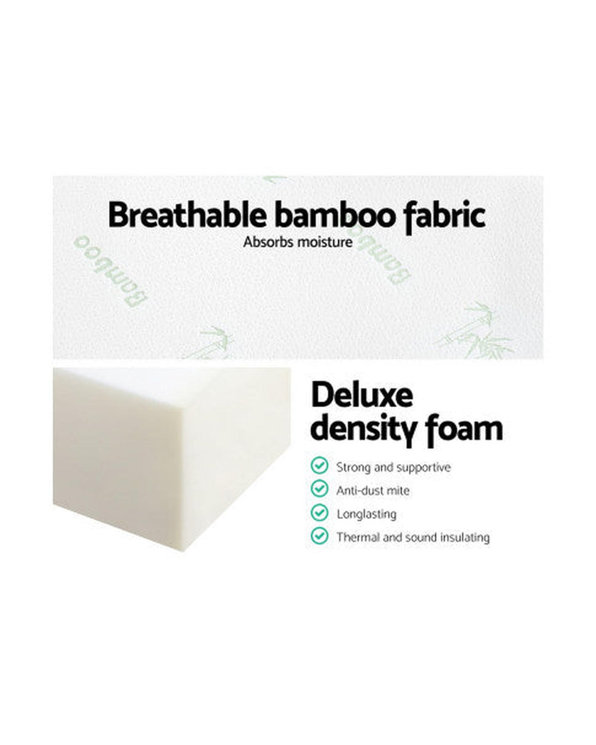 Giselle Bedding Folding Foam Portable Mattress Bamboo Fabric Artiss