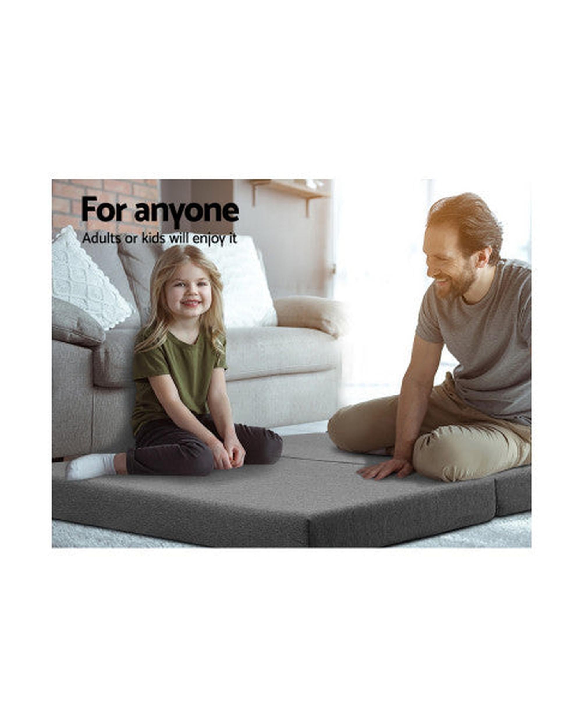 Giselle Bedding Double Size Folding Foam Mattress Portable Bed Mat Dark Grey Artiss