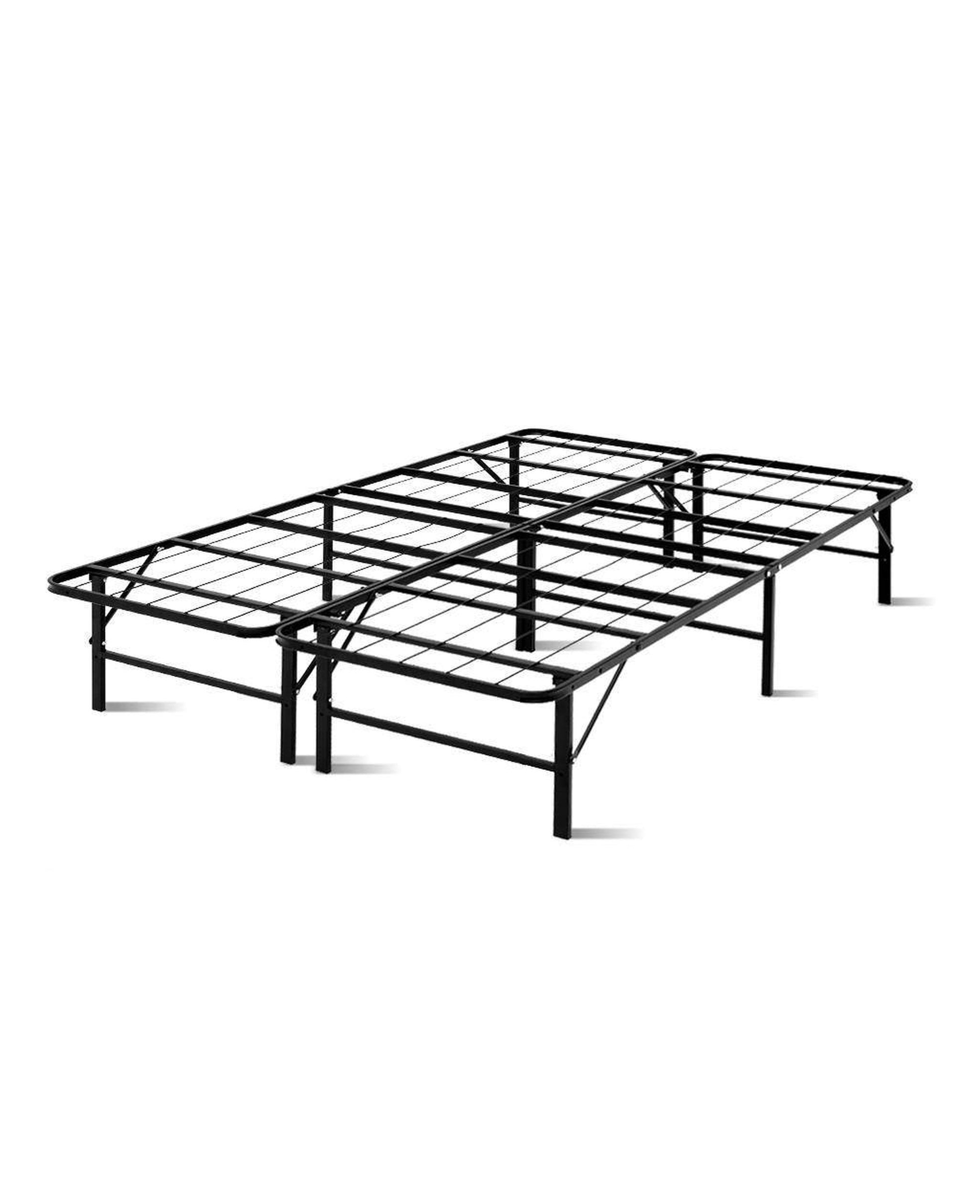Foldable Double Metal Bed Frame - Black Artiss