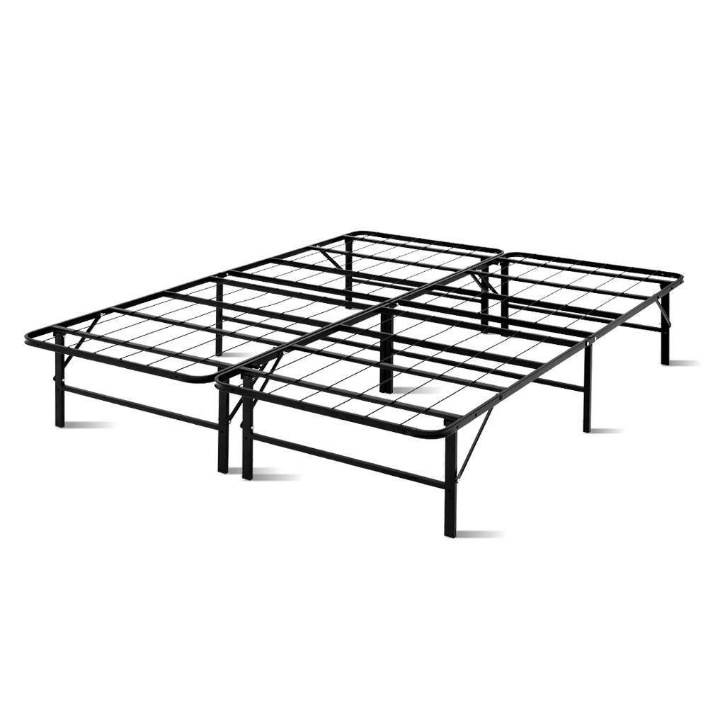 Foldable Queen Metal Bed Frame - Black Artiss