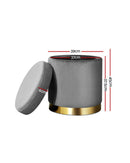 Round Velvet Ottoman Foot Stool Foot Rest Pouffe Pouf Padded Seat Living Room - Charcoal Grey Artiss