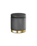 Round Velvet Ottoman Foot Stool Foot Rest Pouffe Pouf Padded Seat Living Room - Charcoal Grey Artiss