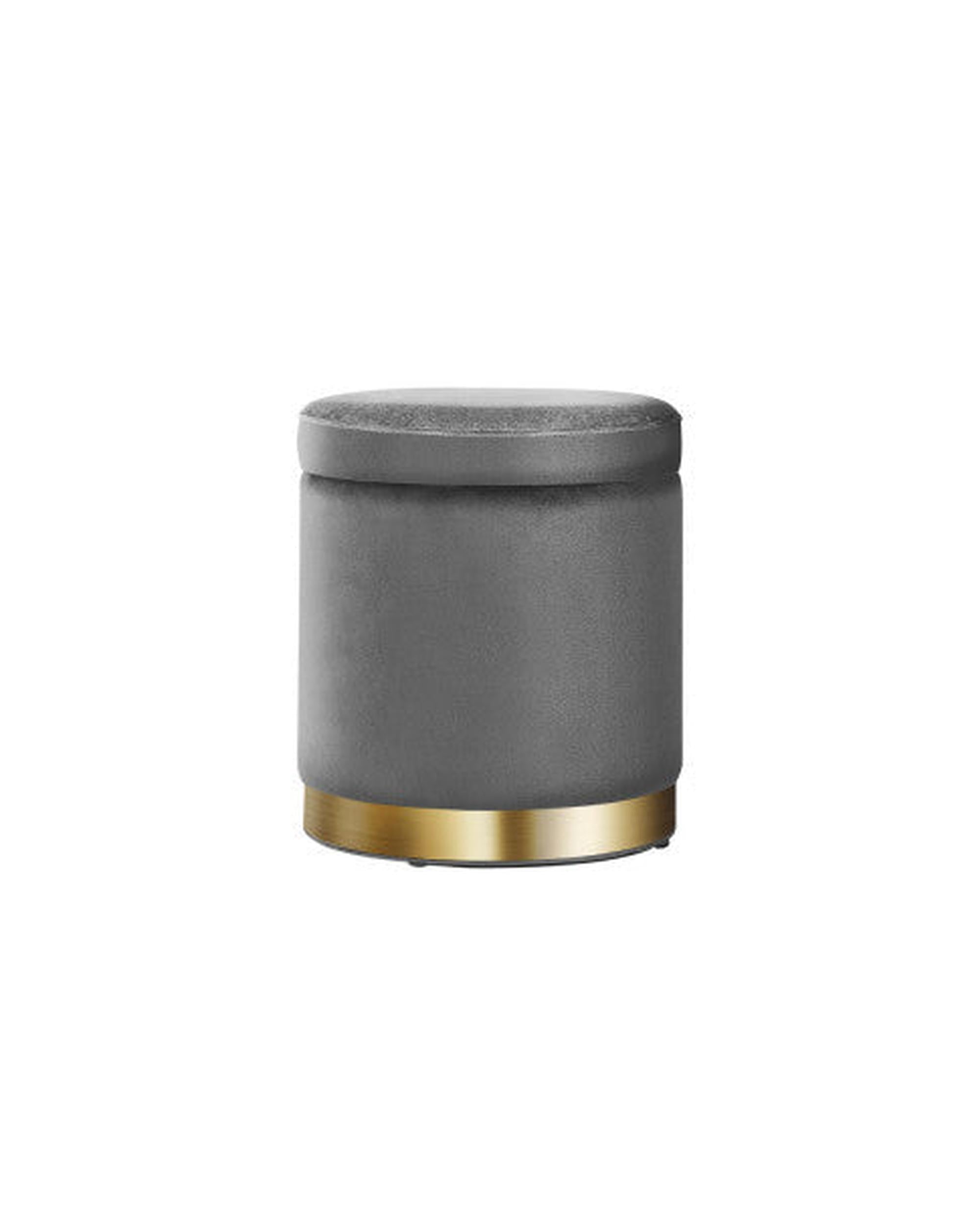 Round Velvet Ottoman Foot Stool Foot Rest Pouffe Pouf Padded Seat Living Room - Charcoal Grey Artiss