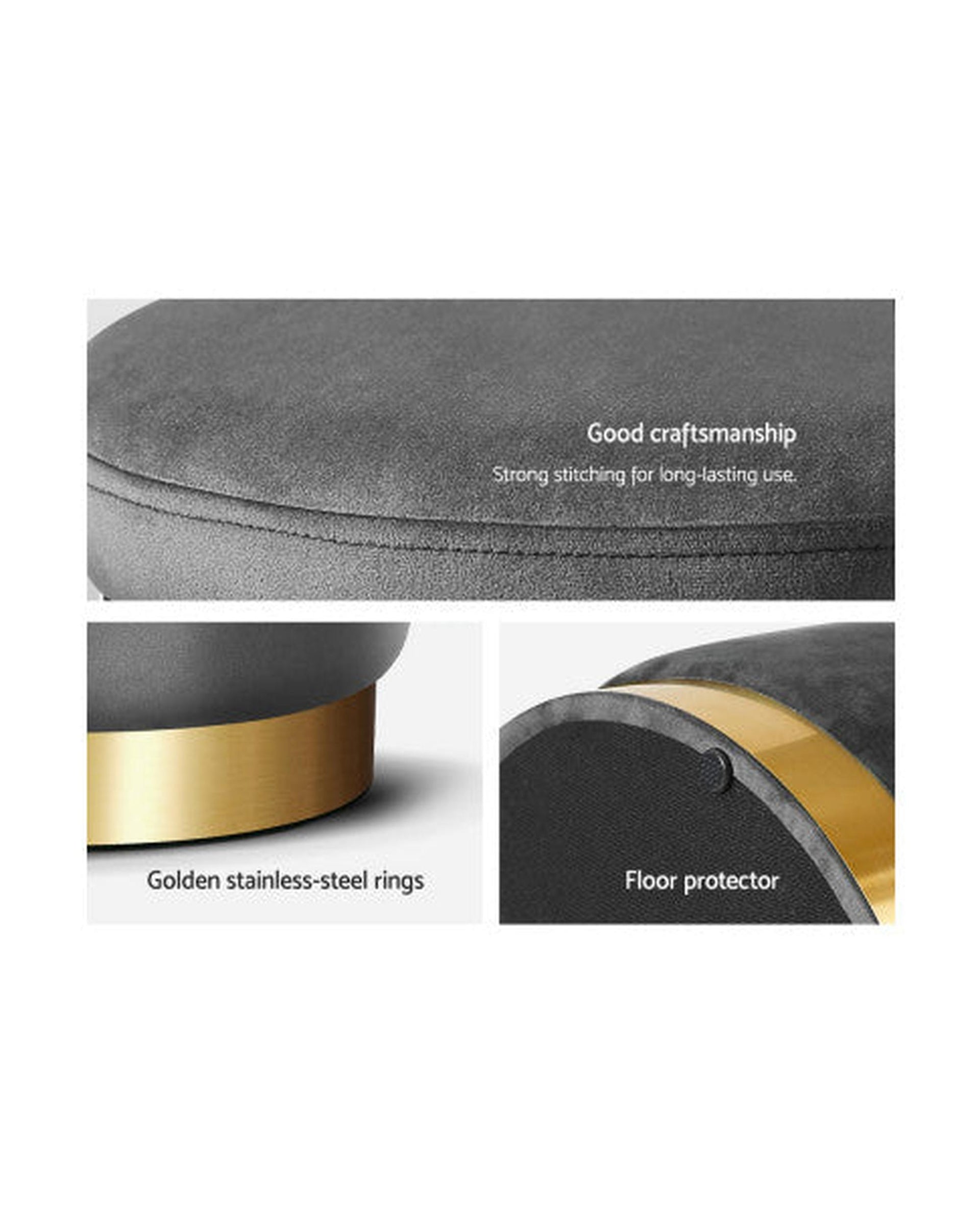 Round Velvet Ottoman Foot Stool Foot Rest Pouffe Pouf Padded Seat Living Room - Charcoal Grey Artiss