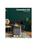 Round Velvet Ottoman Foot Stool Foot Rest Pouffe Pouf Padded Seat Living Room - Charcoal Grey Artiss