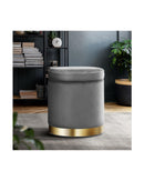 Round Velvet Ottoman Foot Stool Foot Rest Pouffe Pouf Padded Seat Living Room - Charcoal Grey Artiss