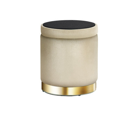 Round Velvet Ottoman Foot Stool Foot Rest Pouffe Pouf Padded Seat Living Room - Cream Artiss