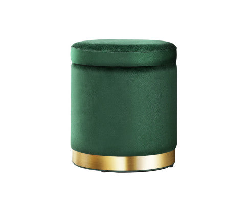 Round Velvet Ottoman Foot Stool Foot Rest Pouffe Pouf Padded Seat Living Room - Green Artiss