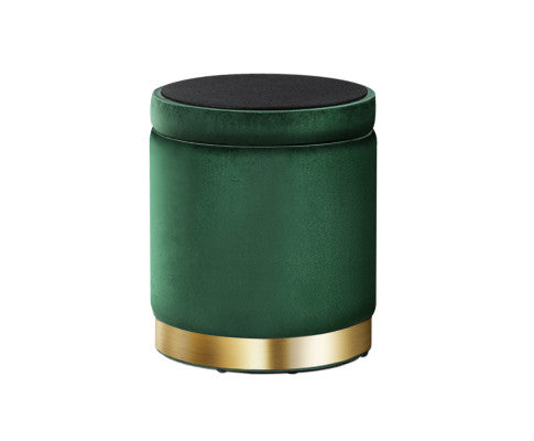 Round Velvet Ottoman Foot Stool Foot Rest Pouffe Pouf Padded Seat Living Room - Green Artiss