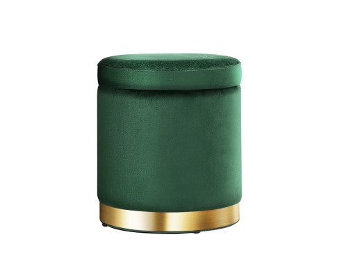 Round Velvet Ottoman Foot Stool Foot Rest Pouffe Pouf Padded Seat Living Room - Green Artiss