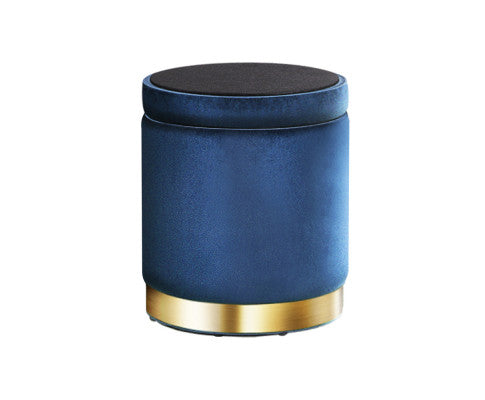 Round Velvet Ottoman Foot Stool Foot Rest Pouffe Pouf Padded Seat Living Room - Navy Artiss