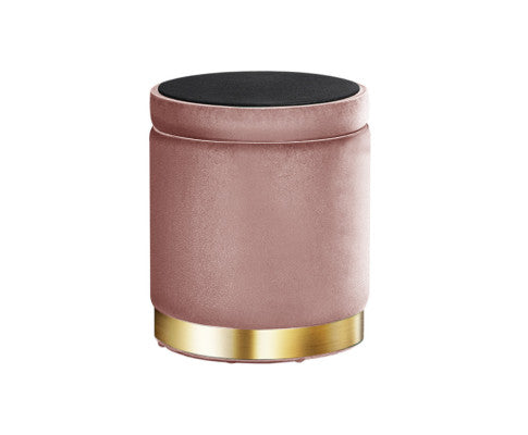 Round Velvet Ottoman Foot Stool Foot Rest Pouffe Pouf Padded Seat Living Room - Pink Artiss