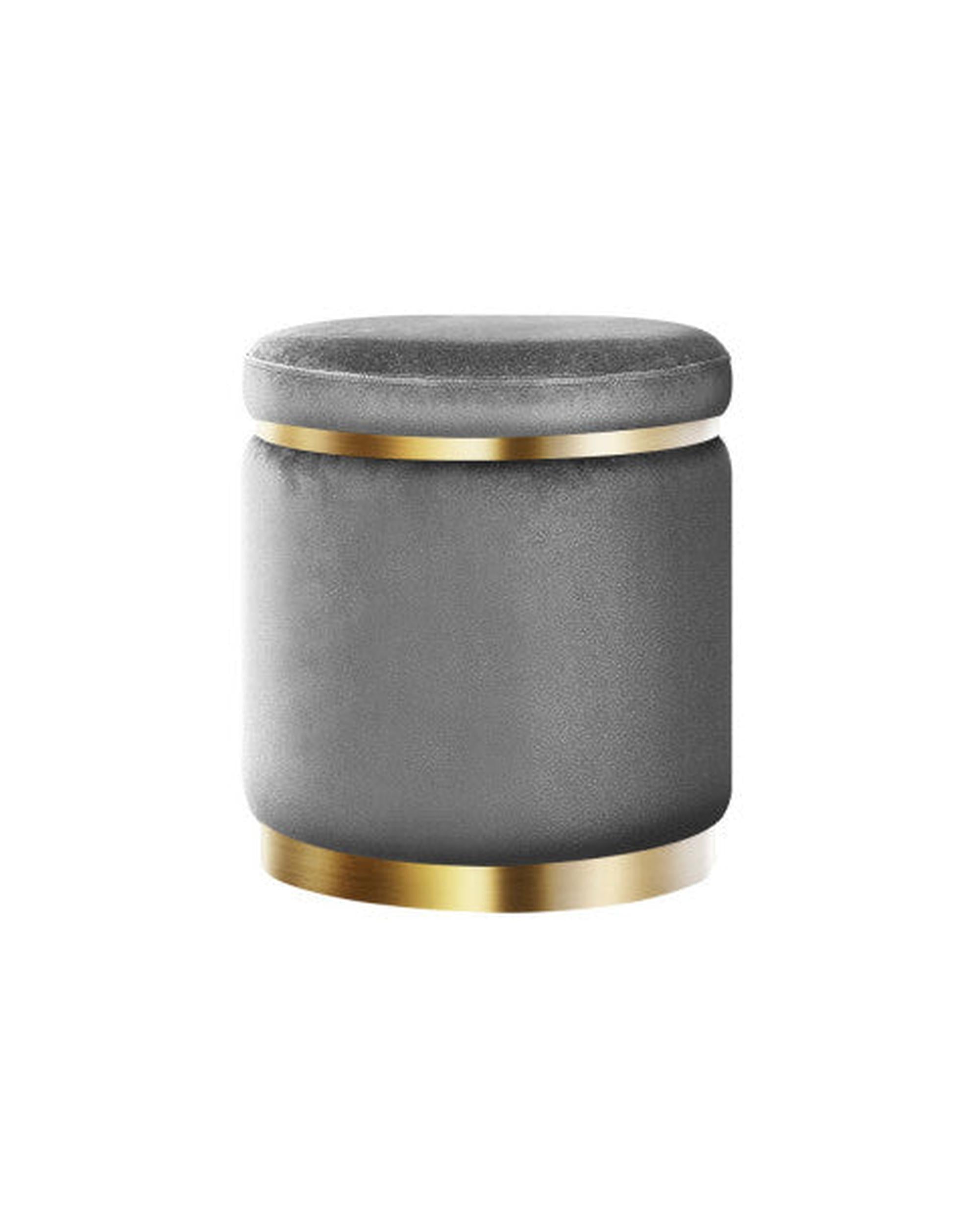 Round Velvet Ottoman Foot Stool Foot Rest Pouffe Pouf Padded Seat Living Room - Charcoal Grey Artiss