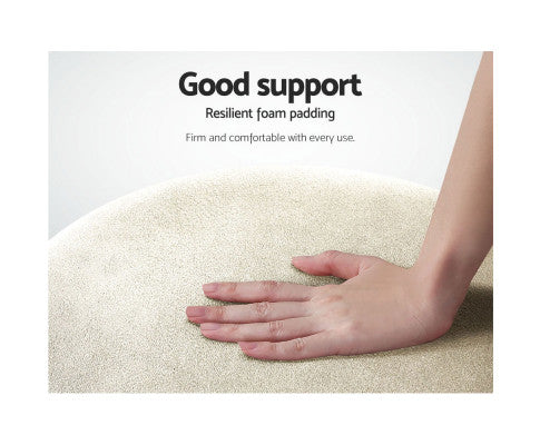 Round Velvet Ottoman Foot Stool Foot Rest Pouffe Pouf Padded Seat Living Room - Cream Artiss