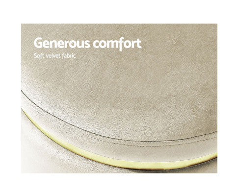 Round Velvet Ottoman Foot Stool Foot Rest Pouffe Pouf Padded Seat Living Room - Cream Artiss