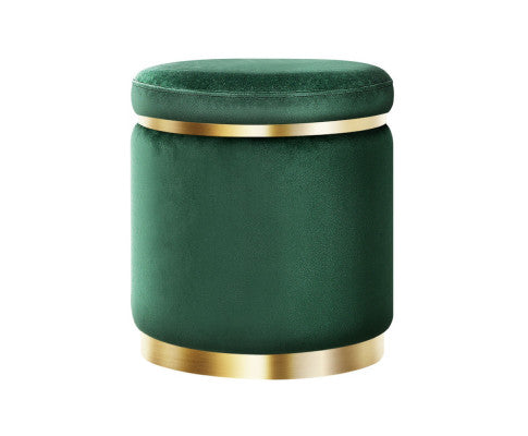 Round Velvet Ottoman Foot Stool Foot Rest Pouffe Pouf Padded Seat Living Room - Green Artiss