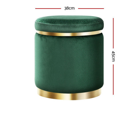 Round Velvet Ottoman Foot Stool Foot Rest Pouffe Pouf Padded Seat Living Room - Green Artiss