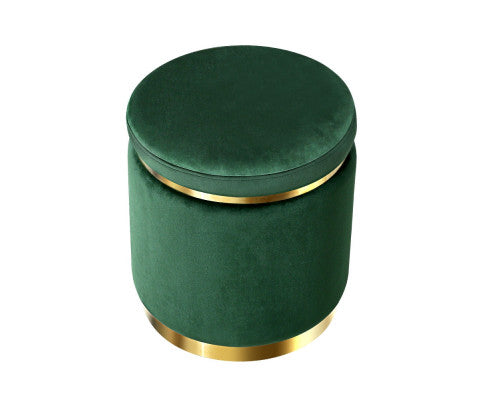 Round Velvet Ottoman Foot Stool Foot Rest Pouffe Pouf Padded Seat Living Room - Green Artiss