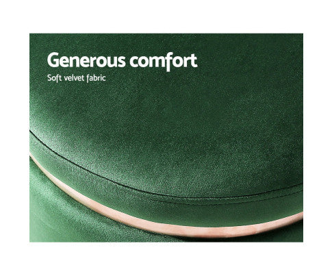 Round Velvet Ottoman Foot Stool Foot Rest Pouffe Pouf Padded Seat Living Room - Green Artiss