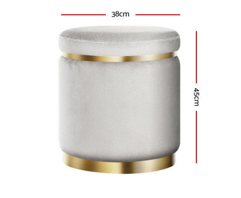 Round Velvet Ottoman Foot Stool Foot Rest Pouffe Pouf Padded Seat Living Room Artiss