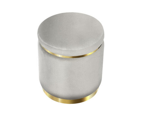 Round Velvet Ottoman Foot Stool Foot Rest Pouffe Pouf Padded Seat Living Room Artiss