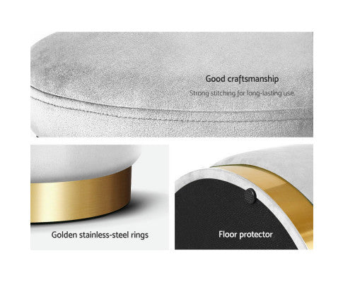 Round Velvet Ottoman Foot Stool Foot Rest Pouffe Pouf Padded Seat Living Room Artiss