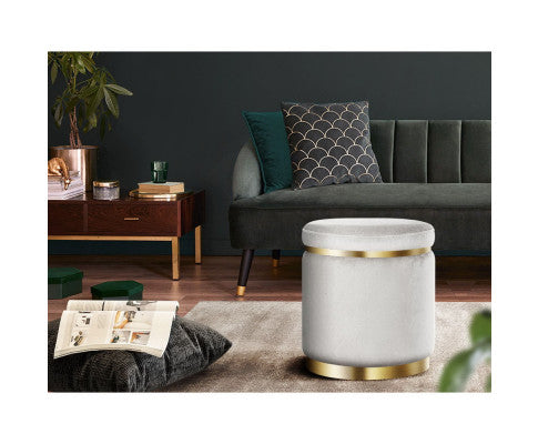 Round Velvet Ottoman Foot Stool Foot Rest Pouffe Pouf Padded Seat Living Room Artiss