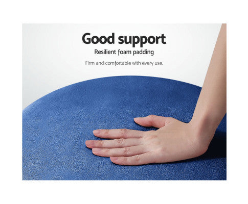 Foot Stool Round Velvet Ottoman Foot Rest Pouffe Pouf Padded Seat Footstool Navy Artiss