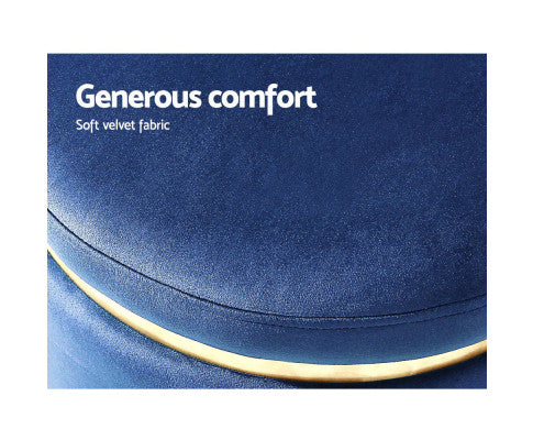 Foot Stool Round Velvet Ottoman Foot Rest Pouffe Pouf Padded Seat Footstool Navy Artiss